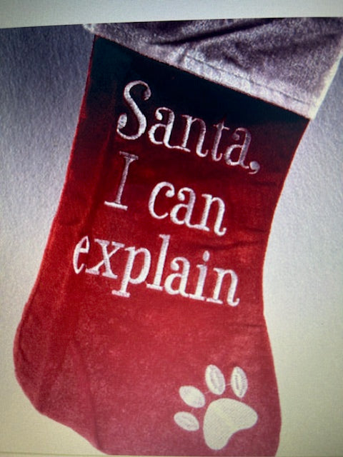 Red Christmas stocking with &